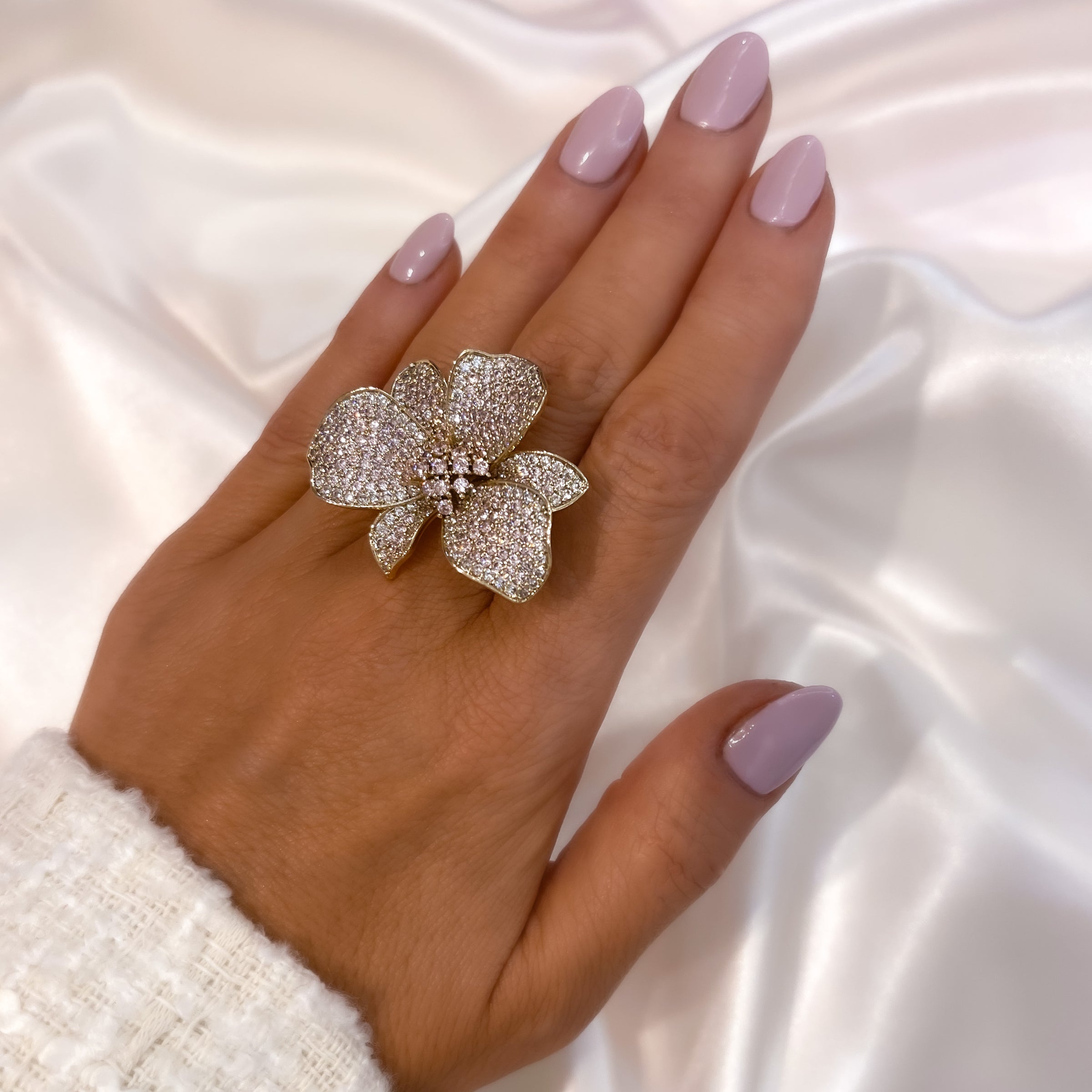Pave sales flower ring