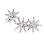 Silver ear climber, ear cuff, statement earrings