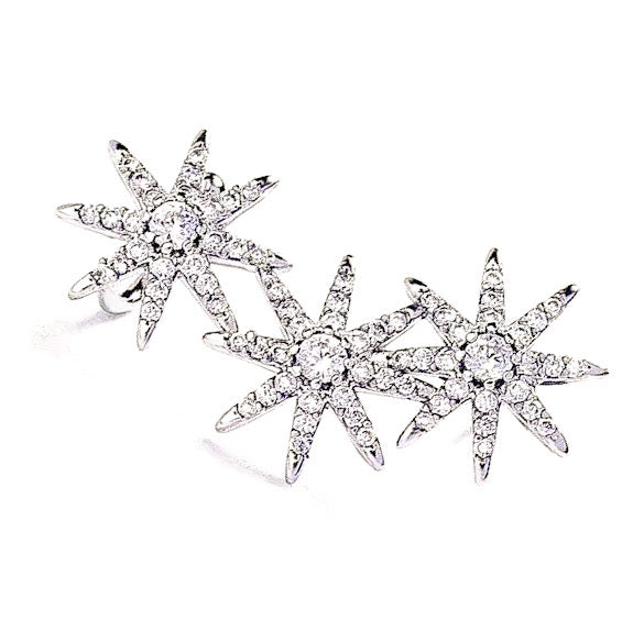 Silver ear climber, ear cuff, statement earrings