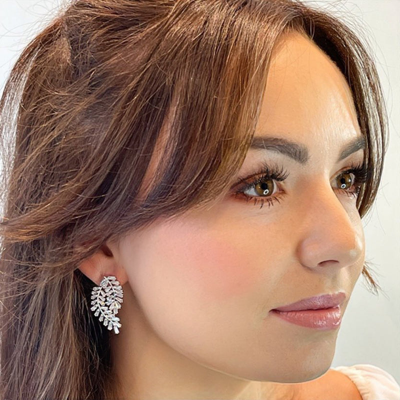 Wedding earrings, silver earrings, bridal earrings, bridesmaid earrings, going out earrings, shiny earrings, rhodium earrings, statement earrings