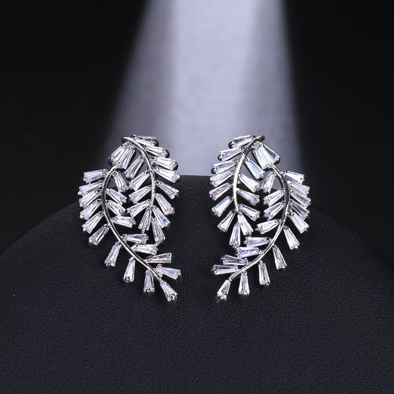 Wedding earrings, silver earrings, bridal earrings, bridesmaid earrings, going out earrings, shiny earrings, rhodium earrings, statement earrings