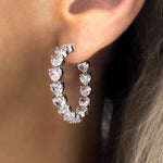 Loveheart Crystal Hoop Earrings | Silver