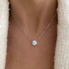Solitaire Supreme Sparkle Halo Pendant Necklace | Silver