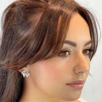 Bow earrings, Silver earrings, teardrop earrings, wedding earrings, drop earrings, party earrings, silver earrings, going out earrings, statement earrings