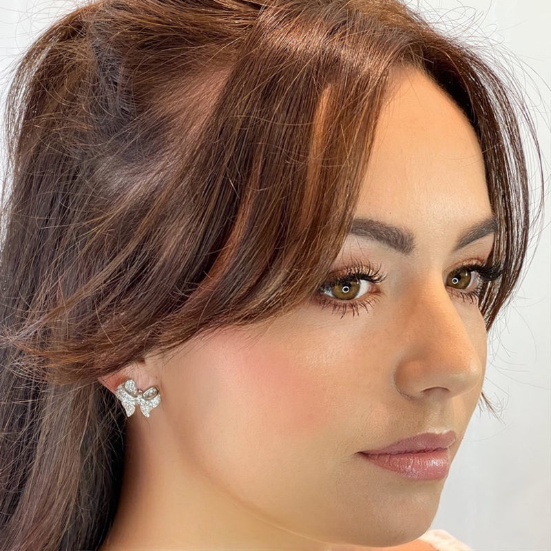 Bow earrings, Silver earrings, teardrop earrings, wedding earrings, drop earrings, party earrings, silver earrings, going out earrings, statement earrings