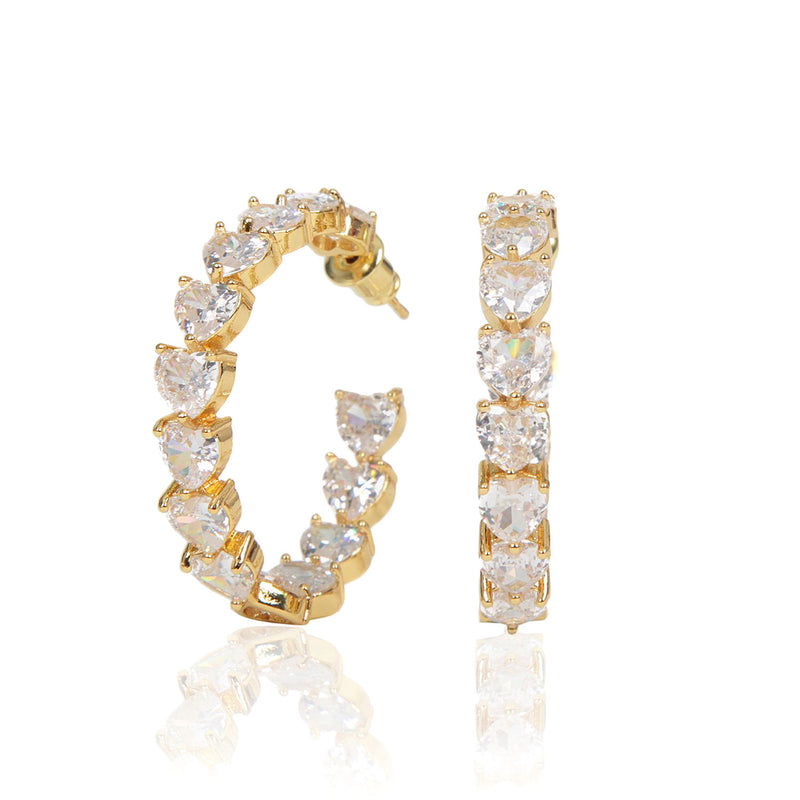 Loveheart Crystal Hoop Earrings | Gold