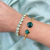Green bracelet, swarovski bracelet, gold bracelet, emerald bracelet