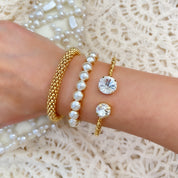Gold stacking bracelet, tennis bracelet