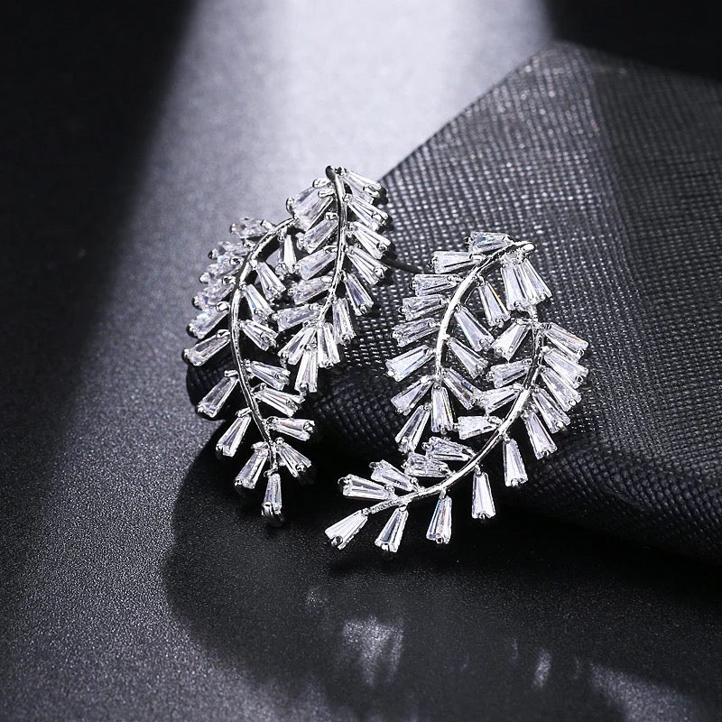 Wedding earrings, silver earrings, bridal earrings, bridesmaid earrings, going out earrings, shiny earrings, rhodium earrings, statement earrings