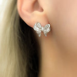 Bow Stud Earrings | Silver