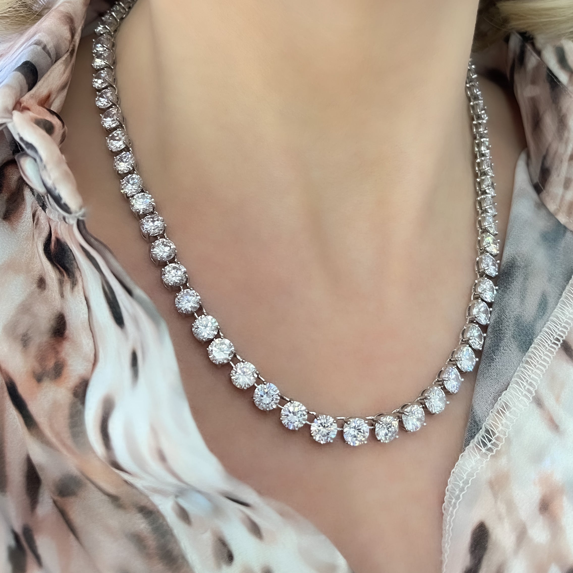 Classic Deluxe Tennis Necklace Set | Silver