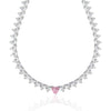 Silver tennis necklace, tennis necklace, pendant necklace, layer necklace, heart tennis necklace, crystal necklace, gemstone necklace, wedding necklace, going out necklace, party necklace, silver tennis chain, silver tennis pendant, pink tennis necklace