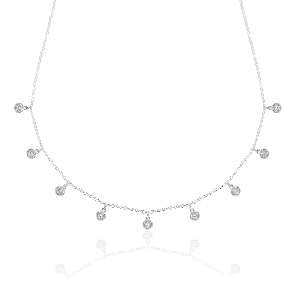 Droplet necklace, silver necklace, choker, chain, diamond necklace, tennis necklace