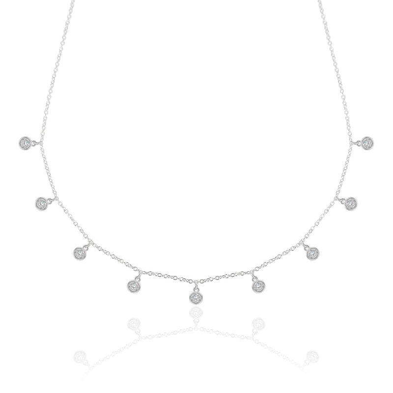 Droplet necklace, silver necklace, choker, chain, diamond necklace, tennis necklace
