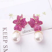 Pink earrings, Gold earrings, pearl earrings, going out earrings, wedding earrings, golden earrings, drop earrings, party earrings, gold pearl earrings, pearl earrings, bridal earrings, statement earrings