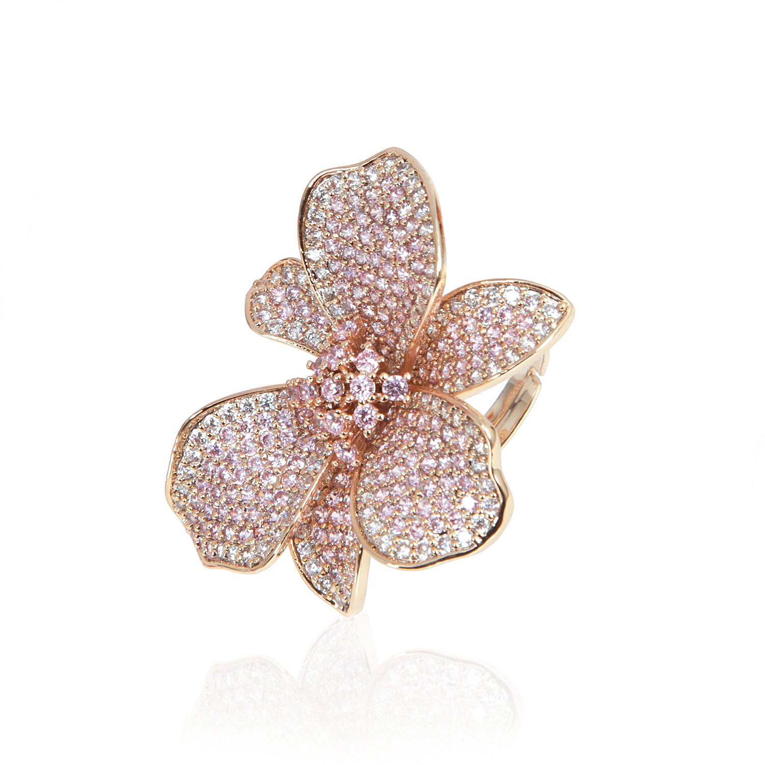 Wild Orchid Flower Cocktail Ring | Gold | Pastel Pink – Valentina-Rose