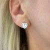 Silver heart stud earrings, Wedding earrings, silver earrings, bridal earrings, bridesmaid earrings, going out earrings, shiny earrings, rhodium earrings, statement earrings