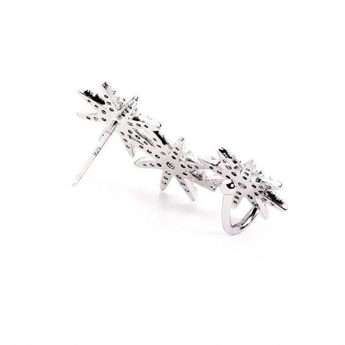 Silver ear climber, ear cuff, statement earrings