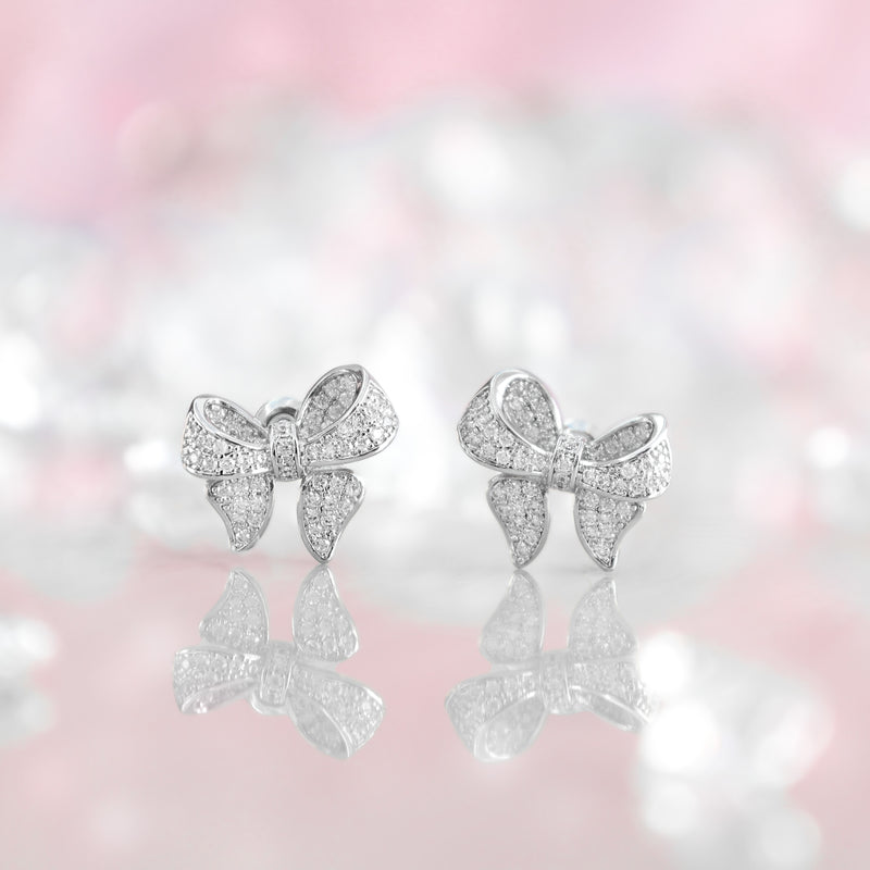 Bow Stud Earrings | Silver
