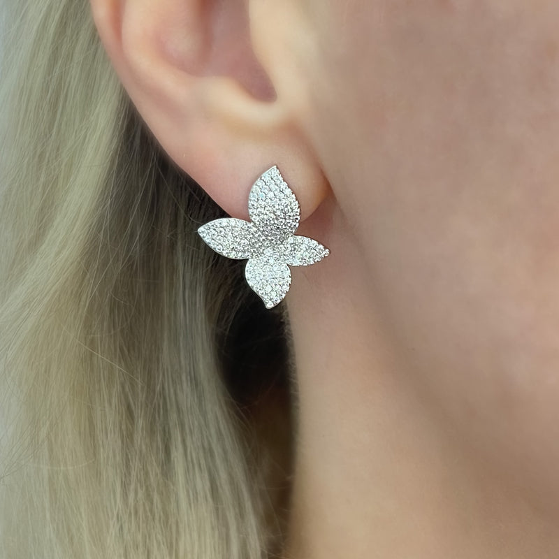 Petite Feuille Stud Earrings | Silver