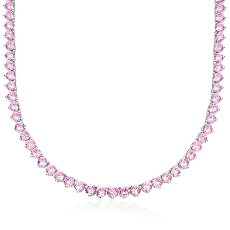Pink tennis necklace, tennis necklace, diamond necklace, swarovski necklace