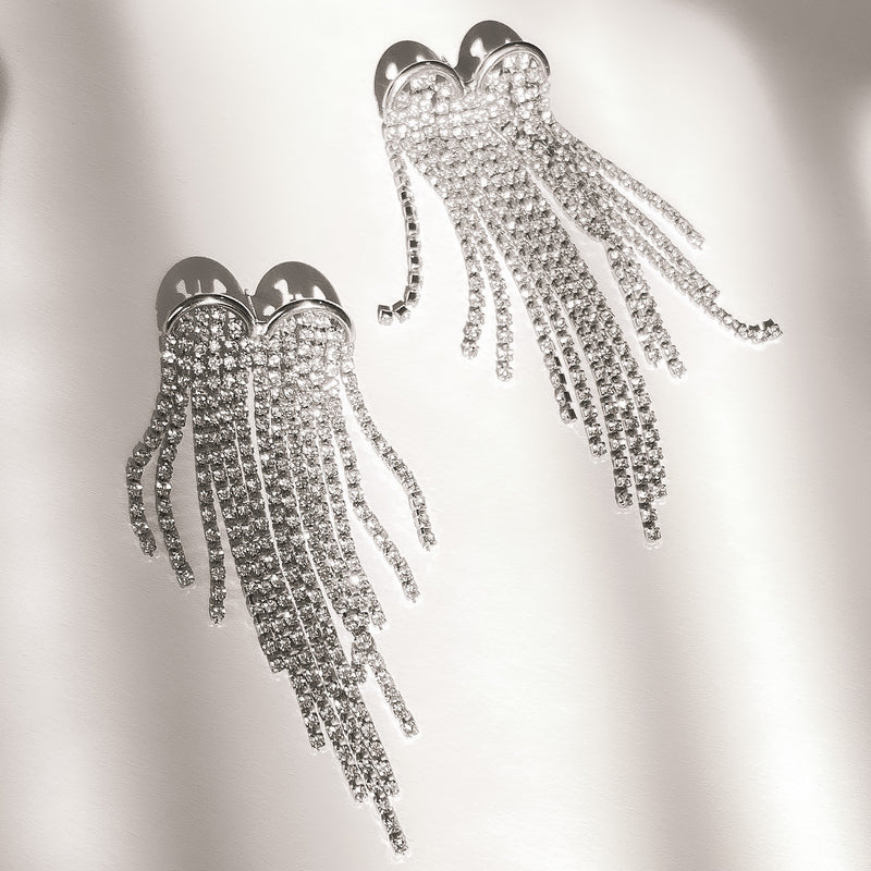 Statement earrings, party earrings, silver earrings, drop earrings, wedding earrings, going out earrings, sparkling earrings