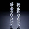 Vine Leaf Long Drop Statement Earrings | Silver