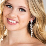 Vine Leaf Long Drop Statement Earrings | Silver