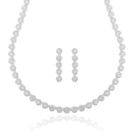 Blossom Flower Crystal Tennis Necklace Set | Silver