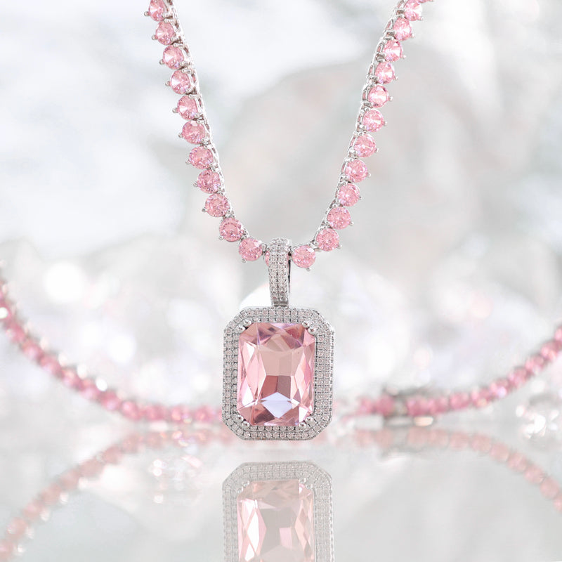 Boujee Tennis Necklace | Blush Pink