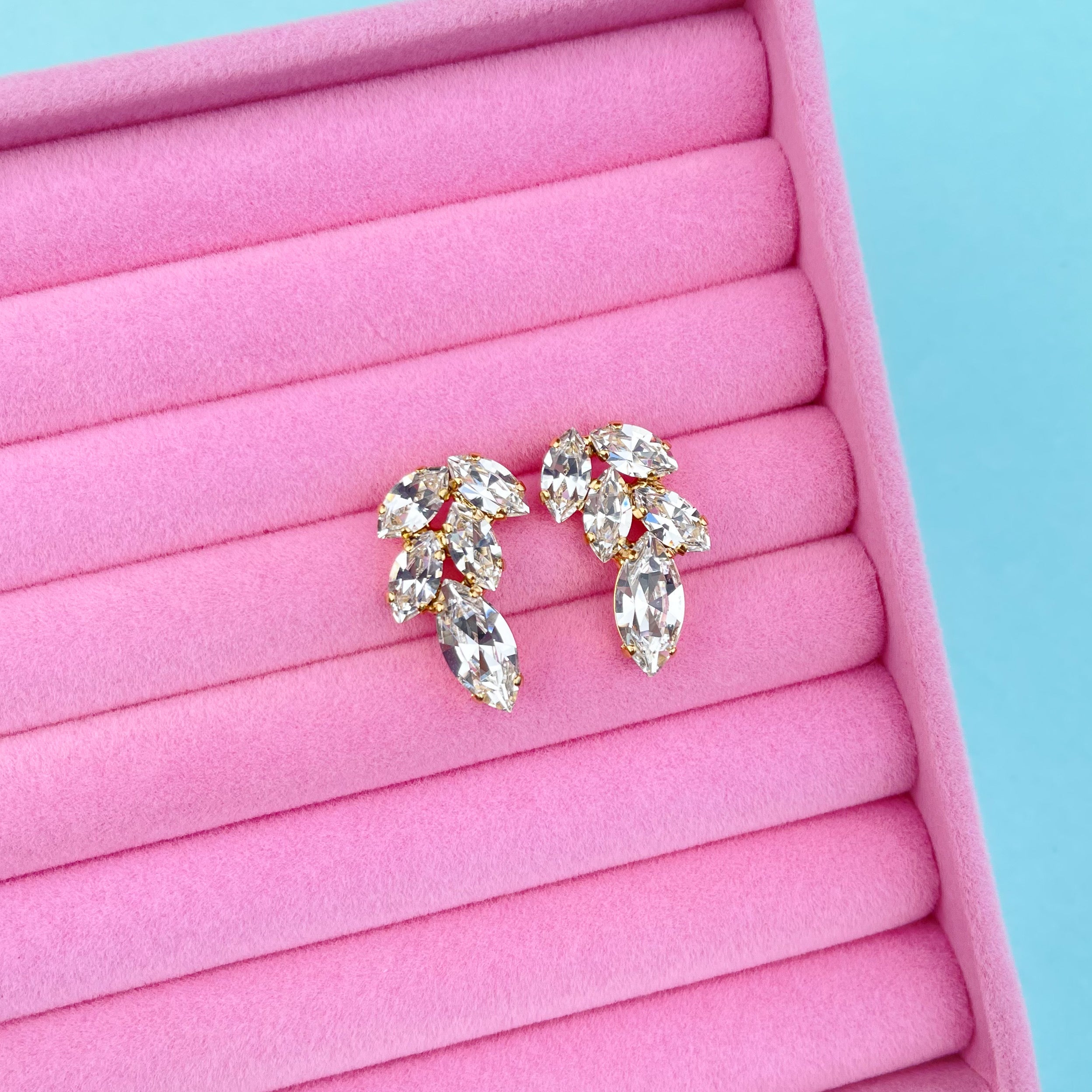 Cluster earrings, swarovski earrings, crystal earrings, designer earrings, gold earrings, statement earrings