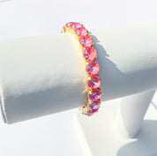 Pink bracelet, swarovski bracelet, gold bracelet