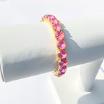 Pink bracelet, swarovski bracelet, gold bracelet