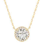 Solitaire Supreme Sparkle Halo Pendant Necklace | Gold