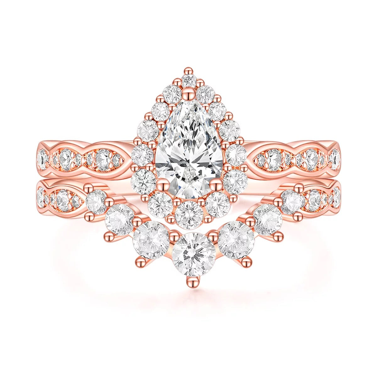 Rose gold ring, ring set, ring duo, stacking rings, wedding ring, engagement ring, statement ring, cocktail ring