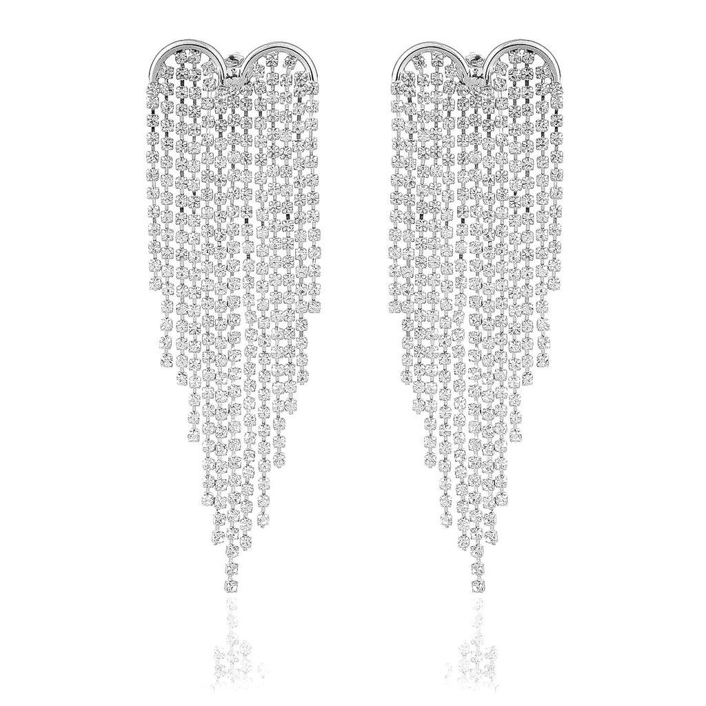 Statement earrings, party earrings, silver earrings, drop earrings, wedding earrings, going out earrings, sparkling earrings