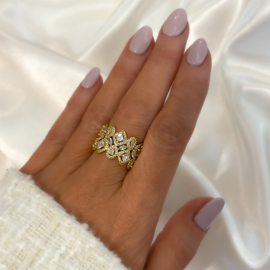 Carnival Geometric Cocktail Ring | Gold