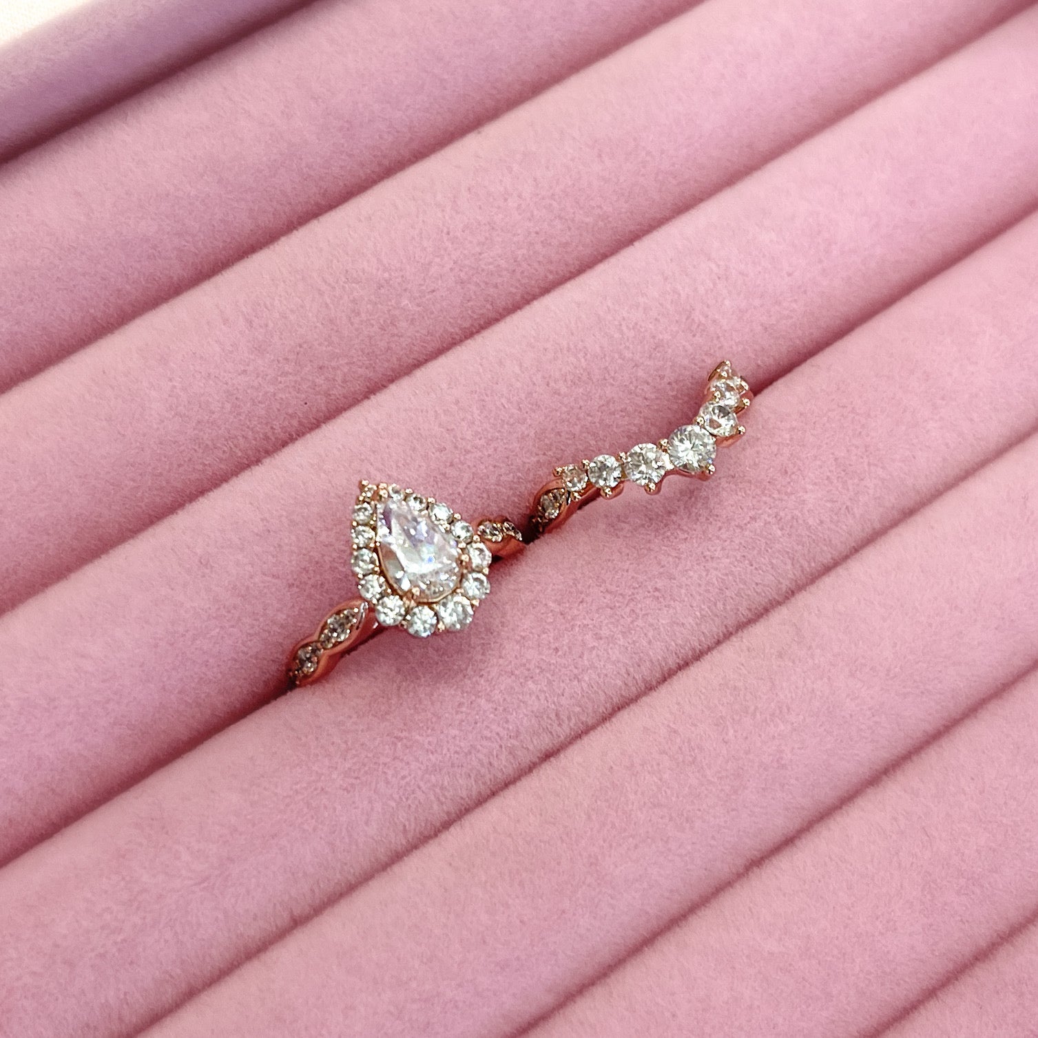 Rose gold ring, ring set, ring duo, stacking rings, wedding ring, engagement ring, statement ring, cocktail ring
