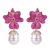 Pink earrings, Gold earrings, pearl earrings, going out earrings, wedding earrings, golden earrings, drop earrings, party earrings, gold pearl earrings, pearl earrings, bridal earrings, statement earrings
