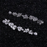 Vine Leaf Long Drop Statement Earrings | Silver