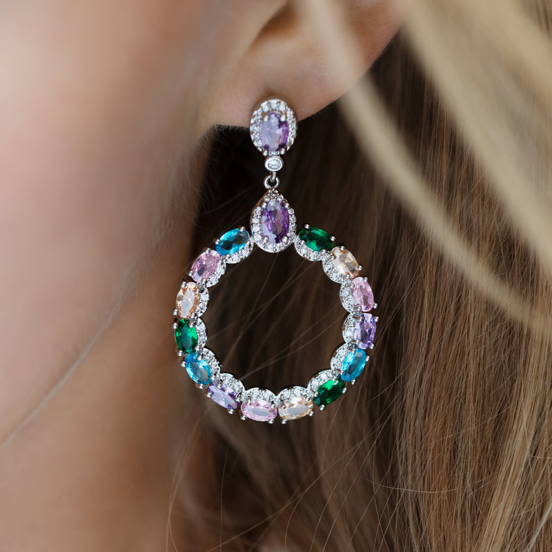 Hoop earrings, silver earrings, gemstone earrings, party earrings, statement earrings, going out earrings, wedding earrings