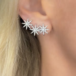 Silver ear climber, ear cuff, statement earrings