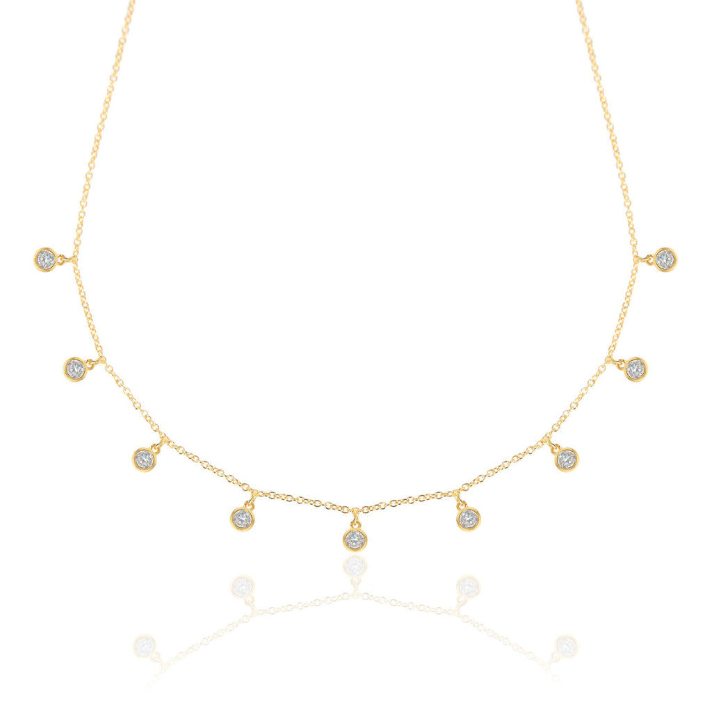 Droplet necklace, gold necklace, choker, chain, diamond necklace, tennis necklace