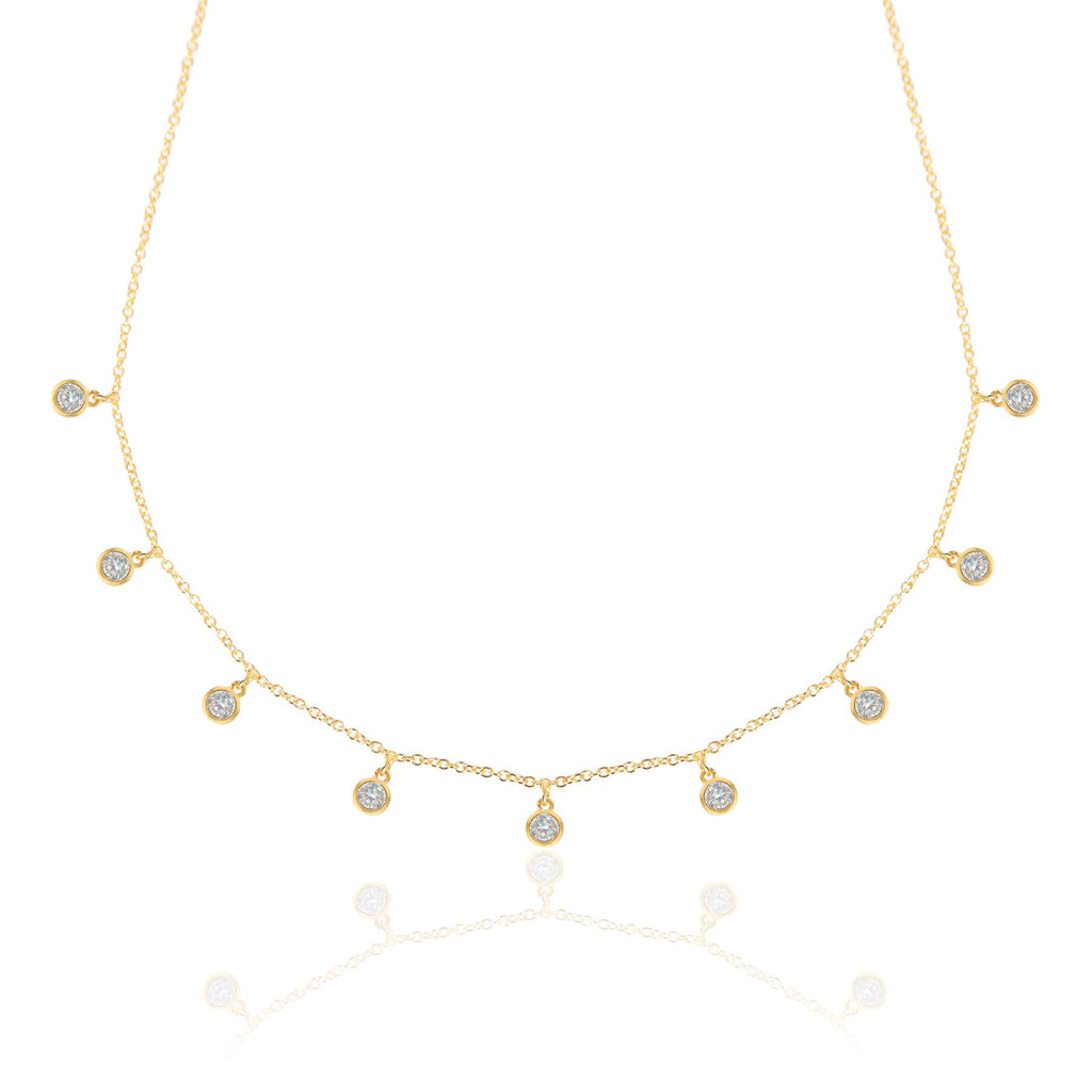 Droplet necklace, gold necklace, choker, chain, diamond necklace, tennis necklace