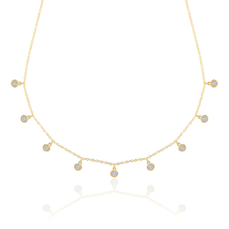Droplet necklace, gold necklace, choker, chain, diamond necklace, tennis necklace