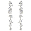 Vine Leaf Long Drop Statement Earrings | Silver