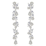 Vine Leaf Long Drop Statement Earrings | Silver