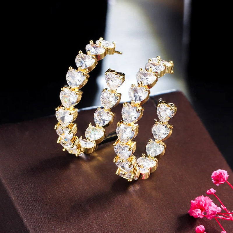 Loveheart Crystal Hoop Earrings | Gold