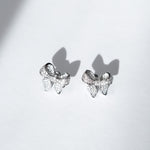 Bow earrings, Silver earrings, teardrop earrings, wedding earrings, drop earrings, party earrings, silver earrings, going out earrings, statement earrings