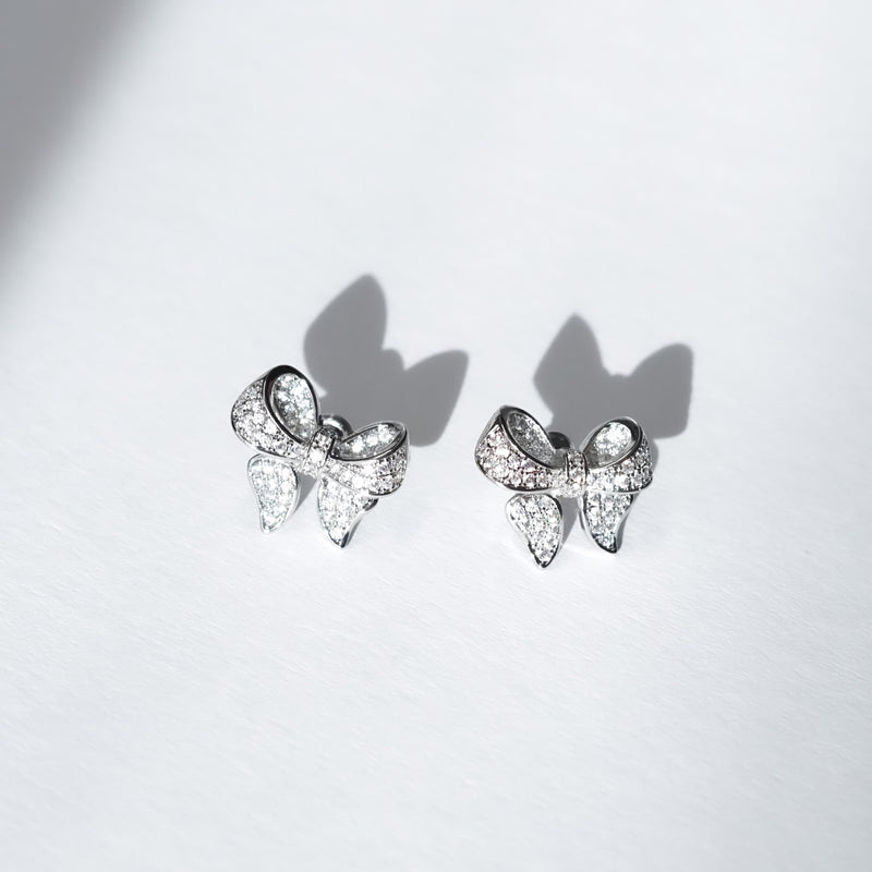 Bow earrings, Silver earrings, teardrop earrings, wedding earrings, drop earrings, party earrings, silver earrings, going out earrings, statement earrings